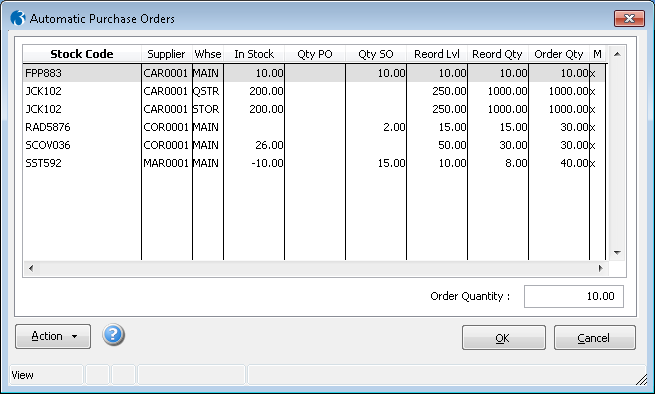 Automatic Purchase Orders
