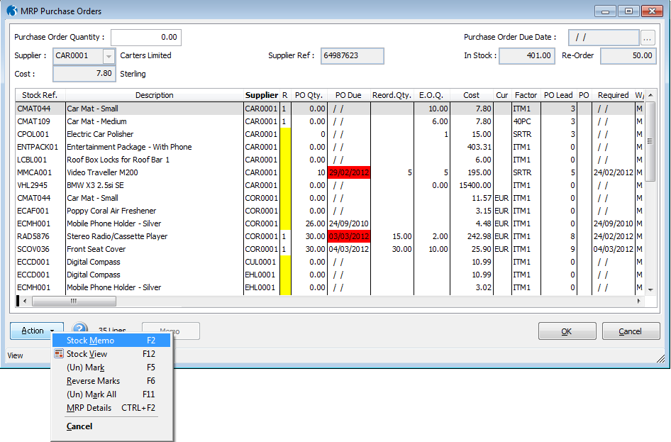 MRP Purchase Orders for Opera 3 SQL SE