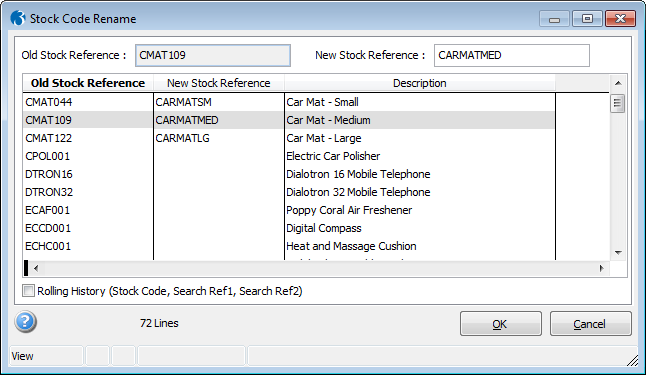 Stock Code Rename for Opera 3 SQL SE