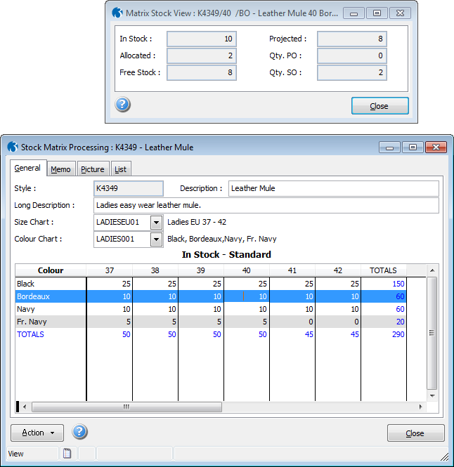 Stock Matrix Processing